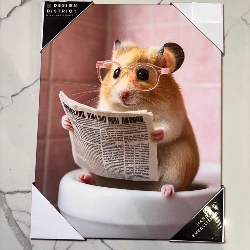 Design District Hamster Newspaper On Toilet Wall Art